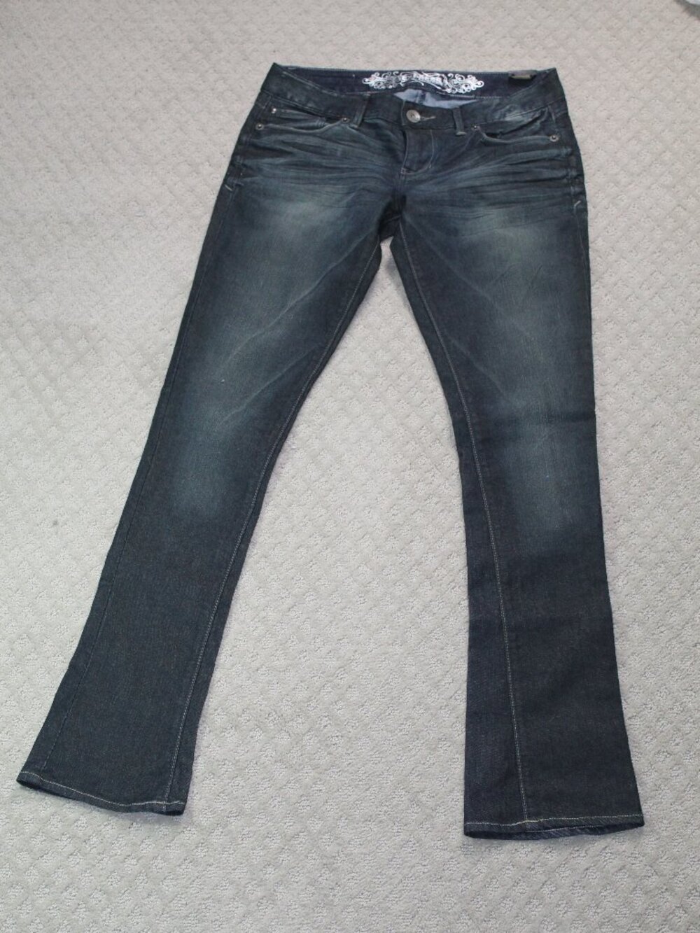 NWT Express Jeans Sz 6x35 Skyscraper Stella Regular Fit Low Rise Dark Blue Jeans